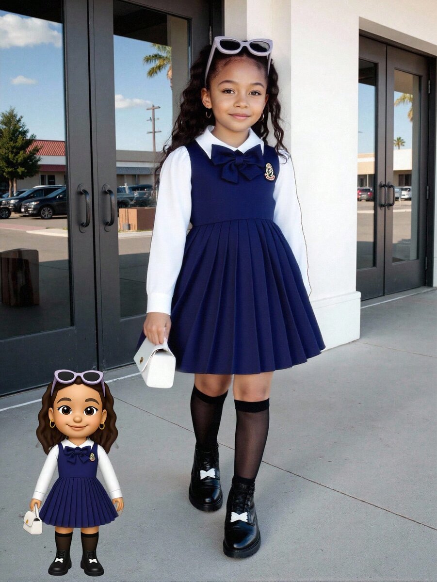 Robe écolière bleu marine