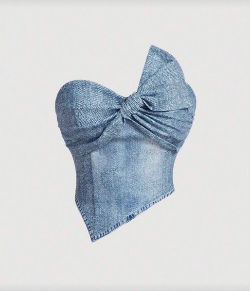 Corset en jean bleu pour femme