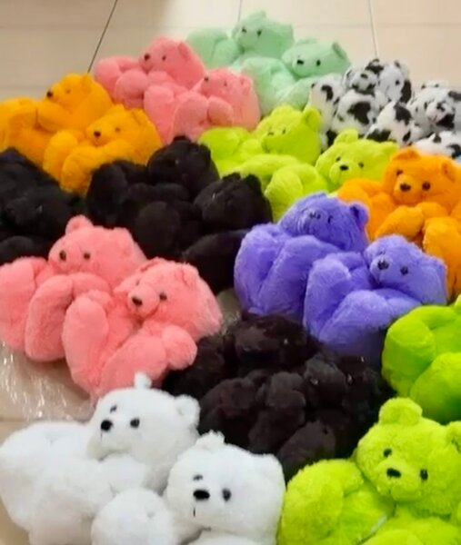 Chaussons peluche ours