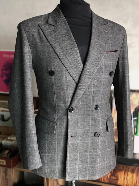 veste homme à carreaux gris M