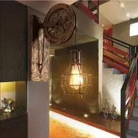 Wheel Shape Arm and Metal Cage Wall Light