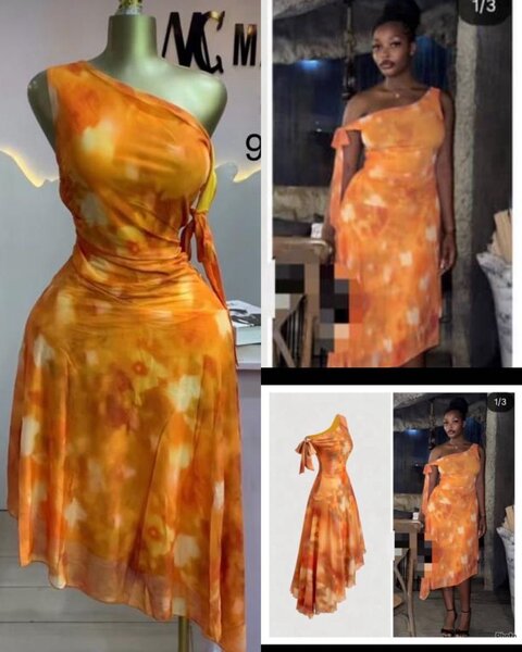 Robe asymétrique tie-dye orange
