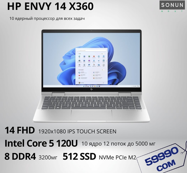 Ноутбук HP ENVY 14 X360