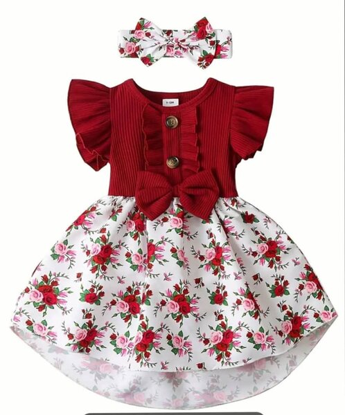 Robe fleurie +serre tête  12-18mois