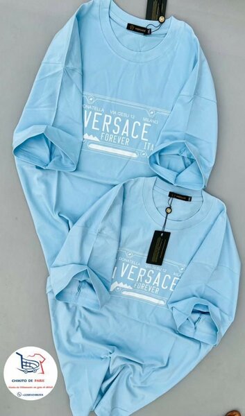 T-shirt bleue unisexe en coton