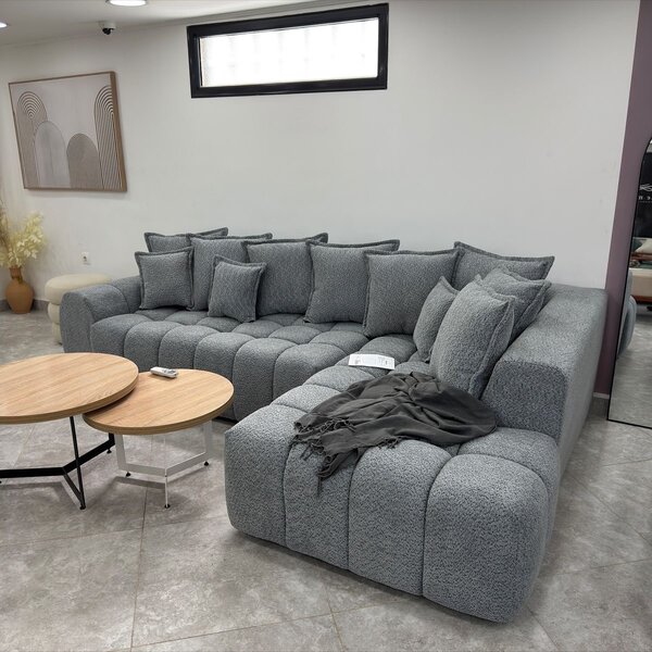 Canapé d'angle gris tissu élégant et confortable