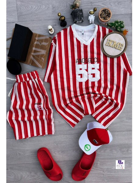 Set pyjama rayé rouge