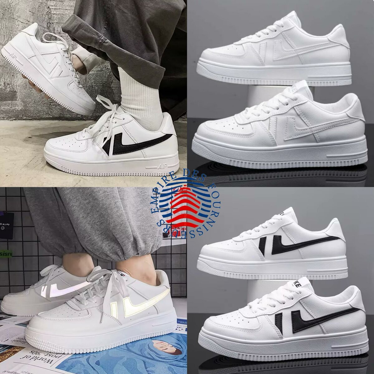 Baskets blanc noir  unisexes