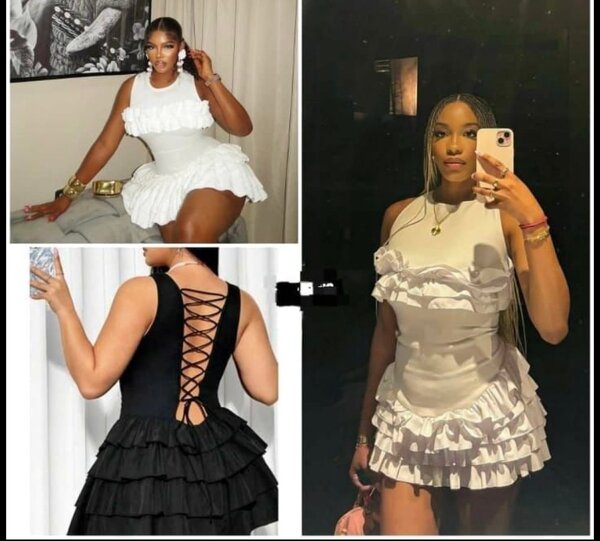 Robe chic à volants femme