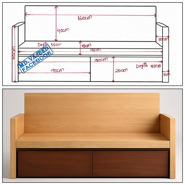 Canapé en bois avec rangement