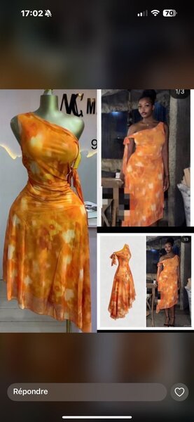 Robe Orange Évasée Élégante