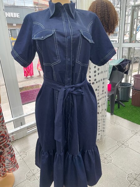 Robe chemise en jean grande taille