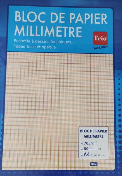 Bloc Papier Millimétré A4 Trio