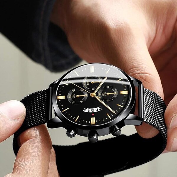 Montre Poedagar en Acier Noir