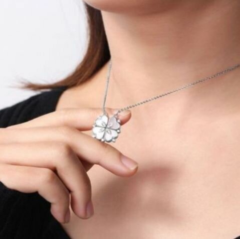 Collier Cœur et Trèfle Argenté