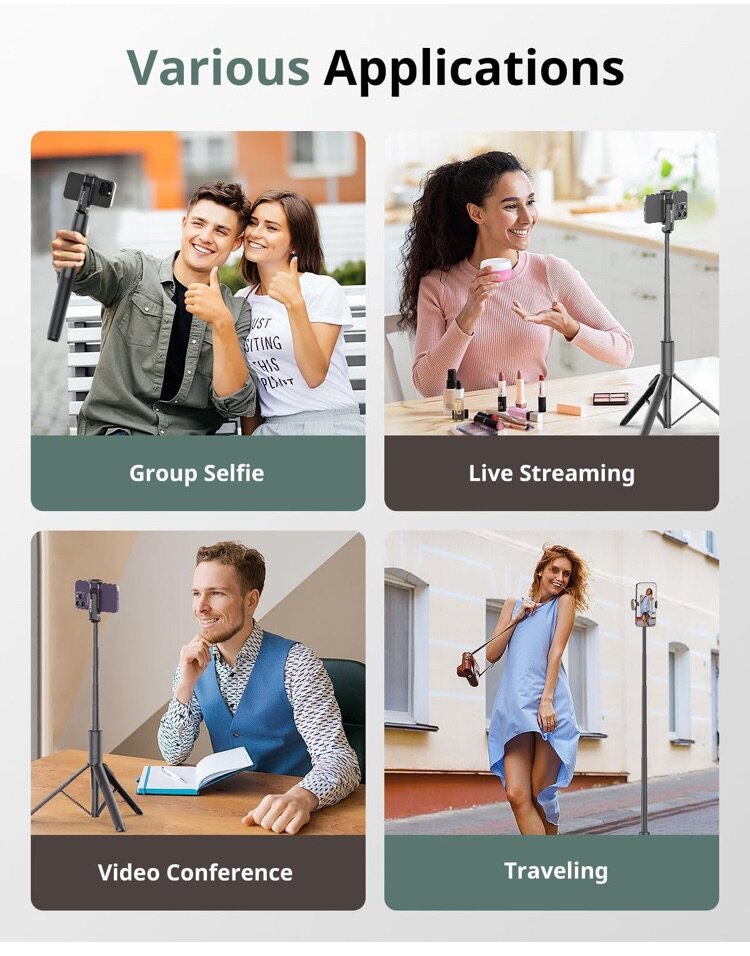Sensyne 60" Phone Tripod & Selfie Stick, Lightweight All in