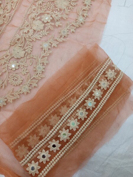 Orange neckline + sleeve patch