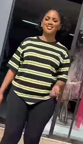 Women's Black and Yellow Striped T-shirt