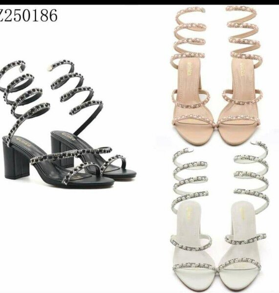 Sandales à talons avec strass en spirale