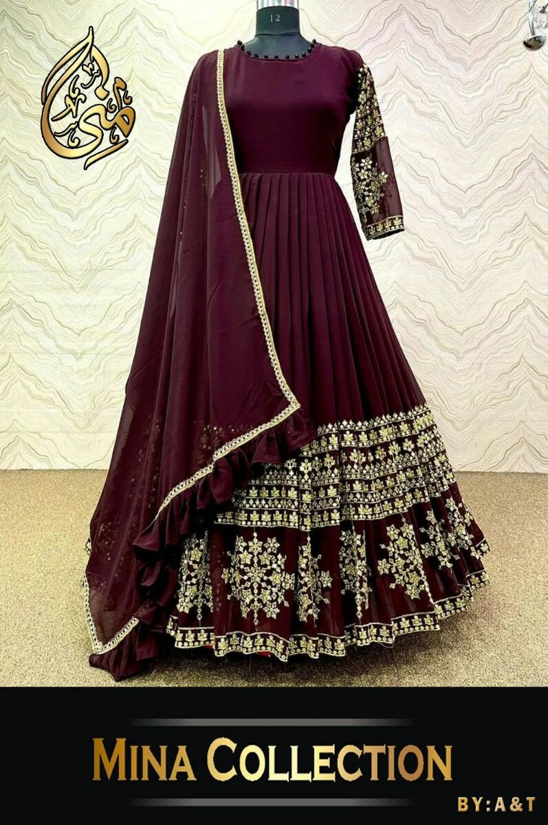 Embroidery maxi with dupatta 3 pc