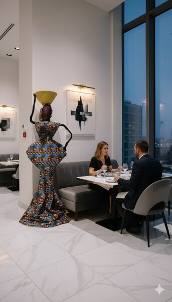 Statue en tissu coloré