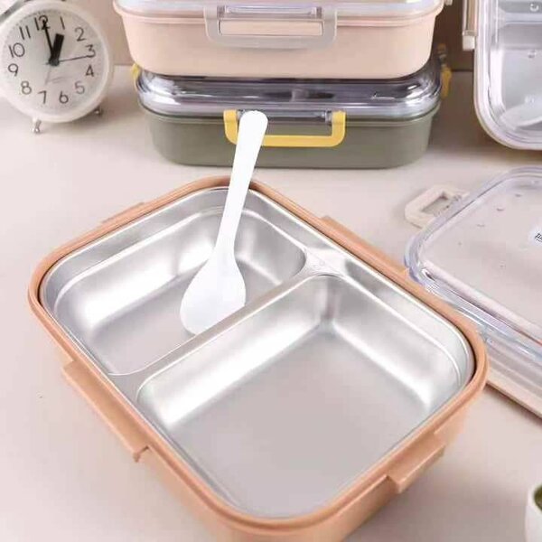 Stainless steel lunch bowl double compartment