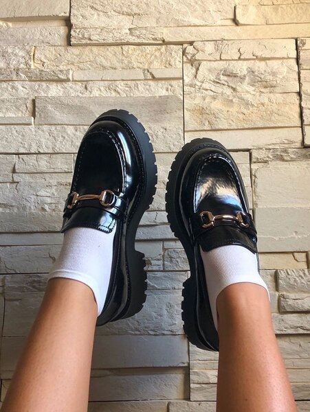 Mocassins en Cuir Verni Noir