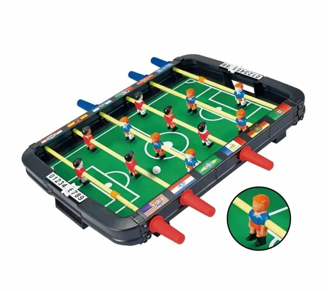 KIDS PORTABLE INDOOR PLAY MINI FOOTBALL TABLE GAME WITH 2 BA