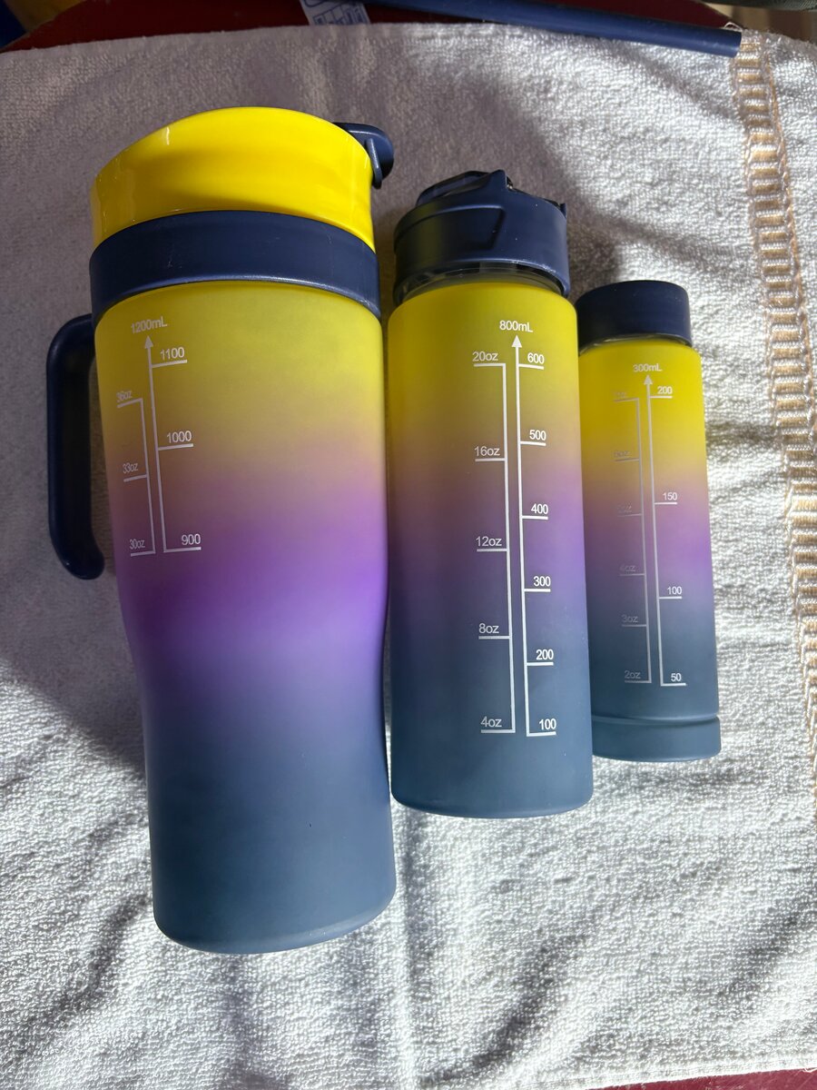 Ensemble de 3 bouteilles d'eau sport dégradé