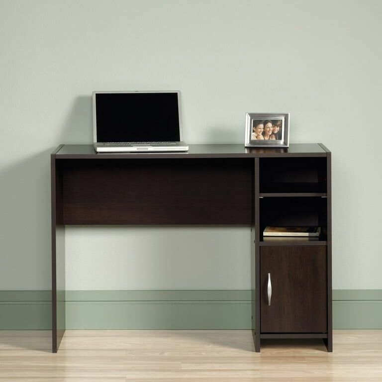Sauder Beginnings Computer Desk with Side Shelves, Cinnamon