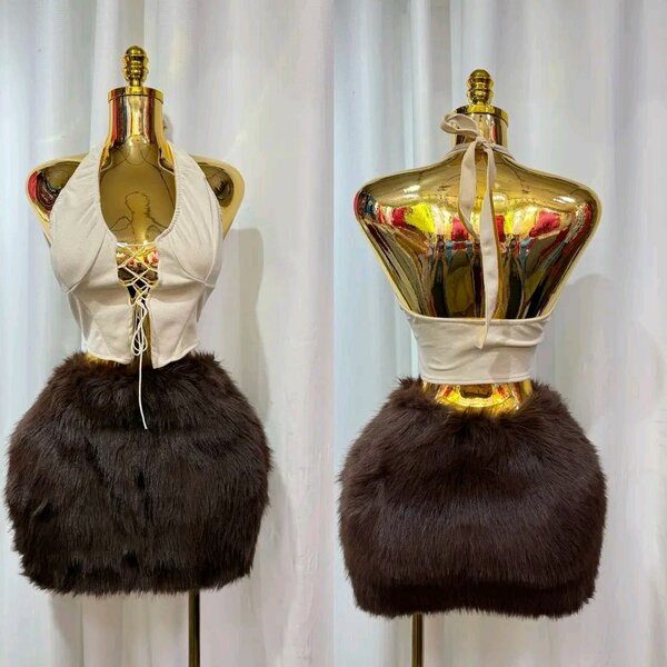 Top et jupe en fausse fourrure