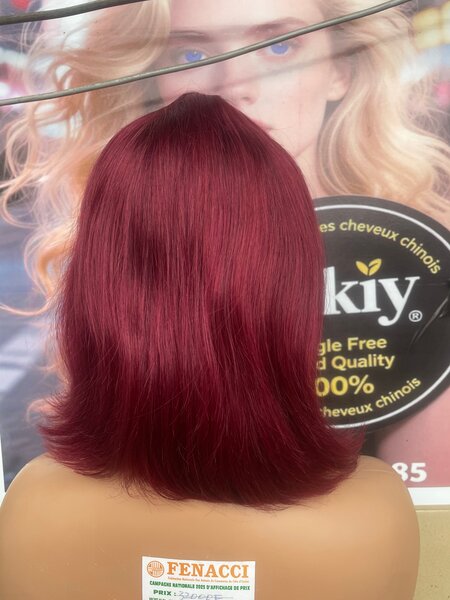 高质量酒红色短发假发