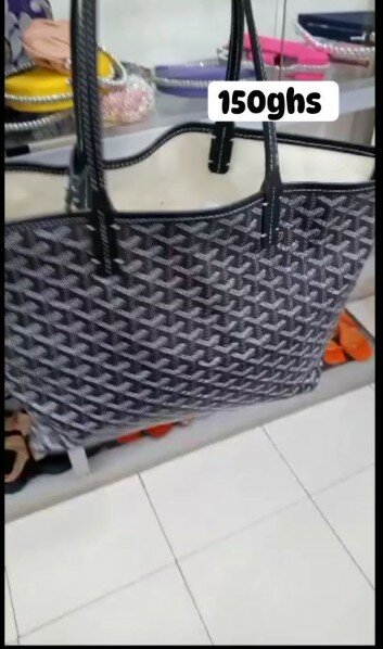 Black and grey bag with print