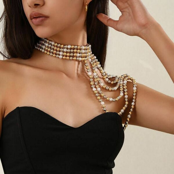 Collier Ras-du-Cou Perles Élégant