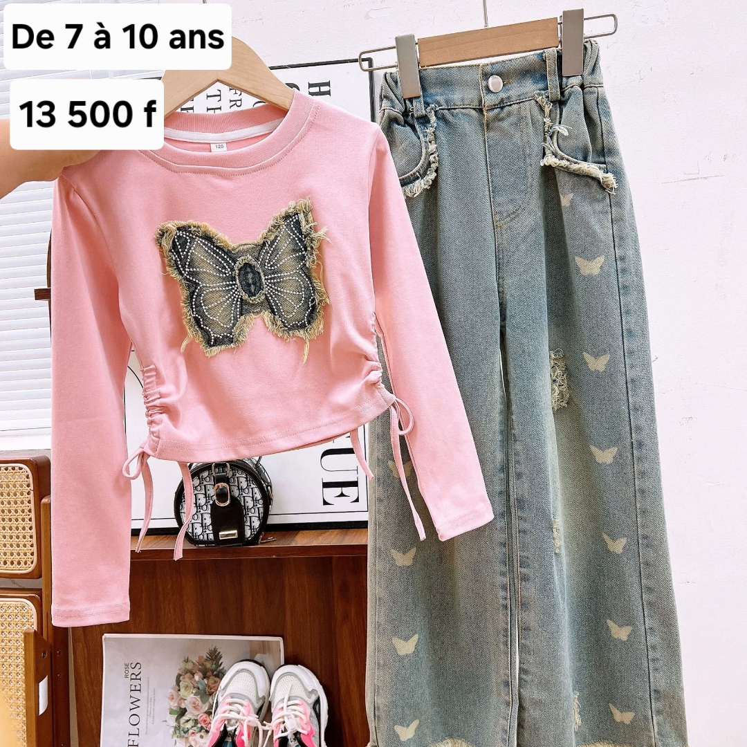 Ensemble jeans gros-bas fille