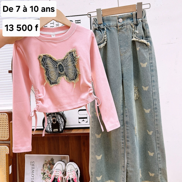 Ensemble jeans gros-bas fille