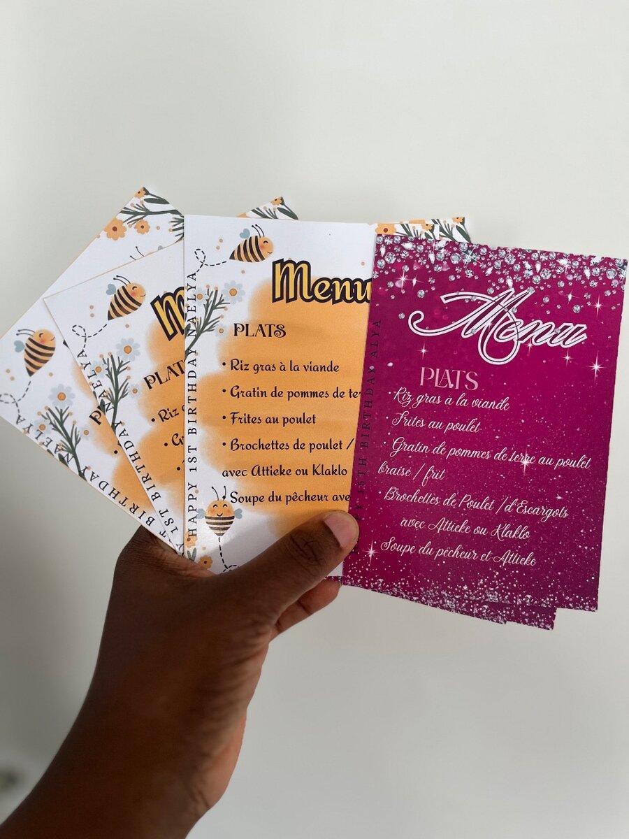 Menus de Mariage Élégants