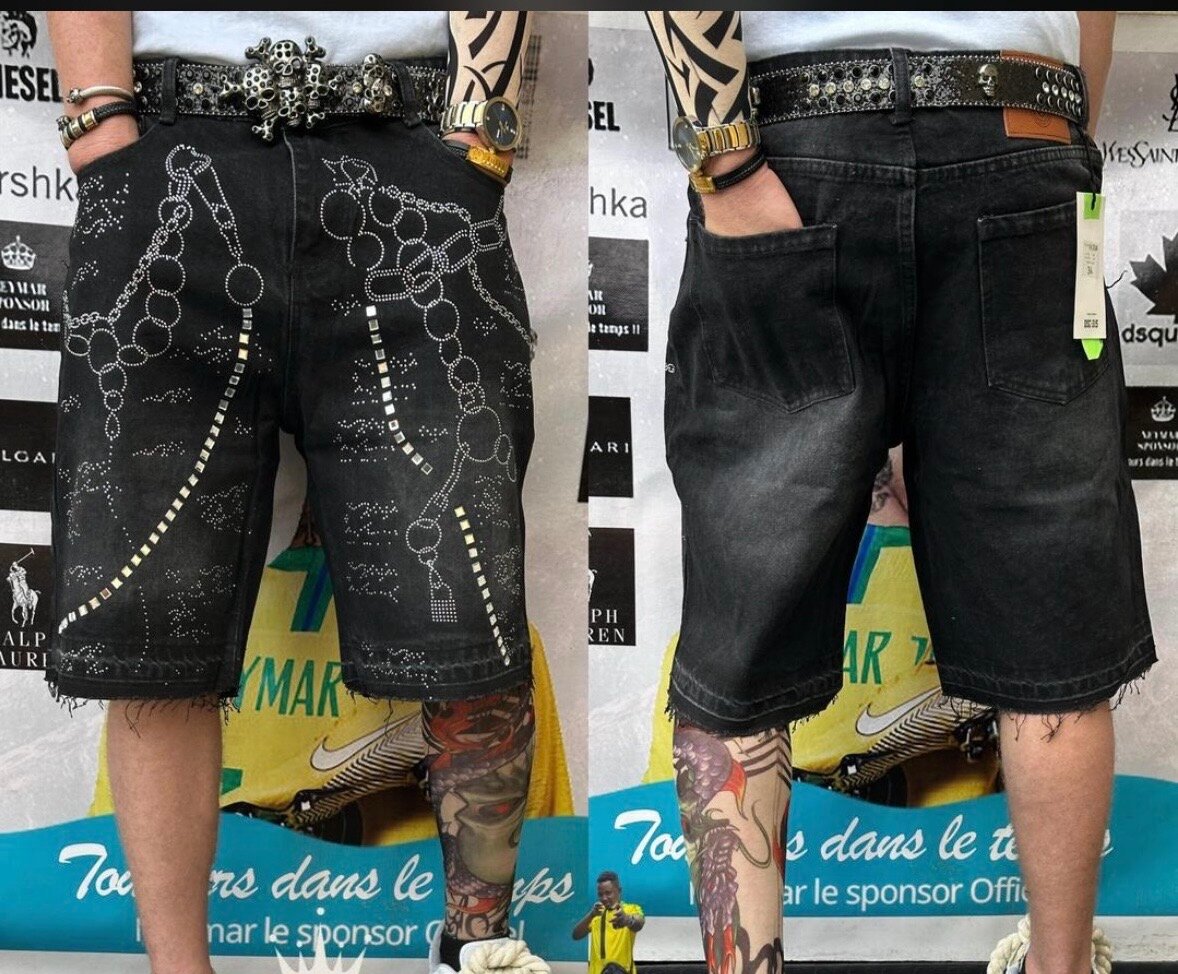 Shorts en jean décontractés cloutés