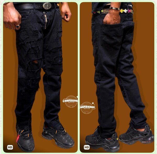 Jeans noirs déchirés homme