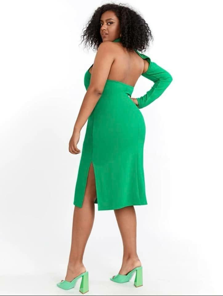 Robe élégante asymétrique verte