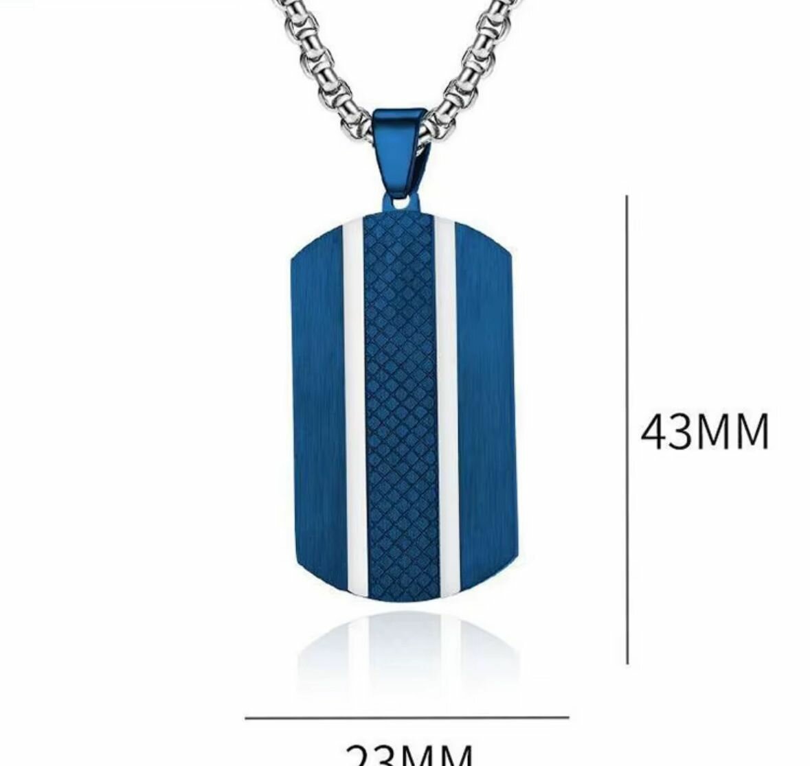 Collier Pendentif Plaque Acier