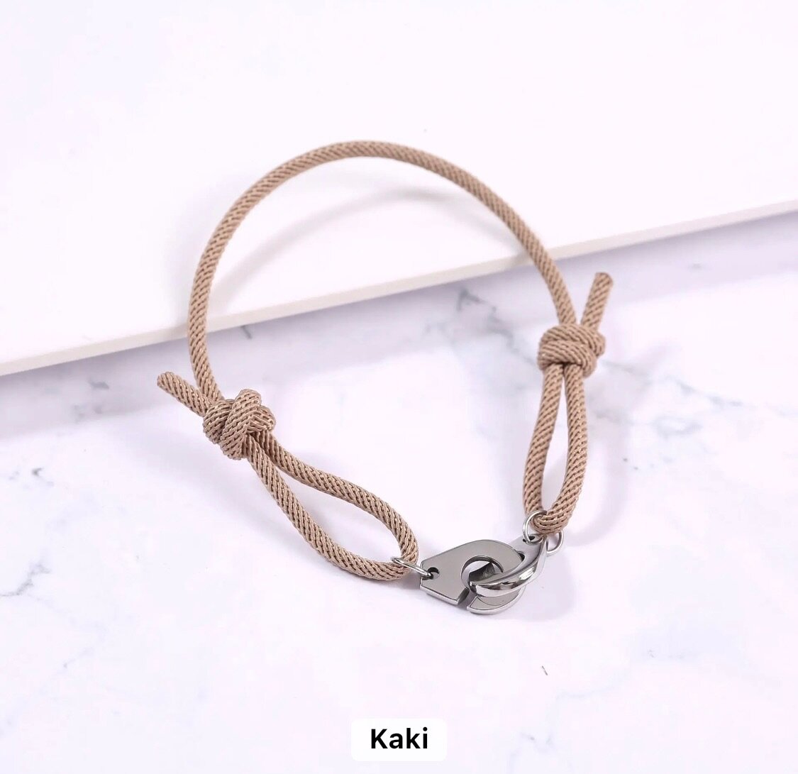 Bracelet corde épaisse menottes en acier inoxydable clé pour