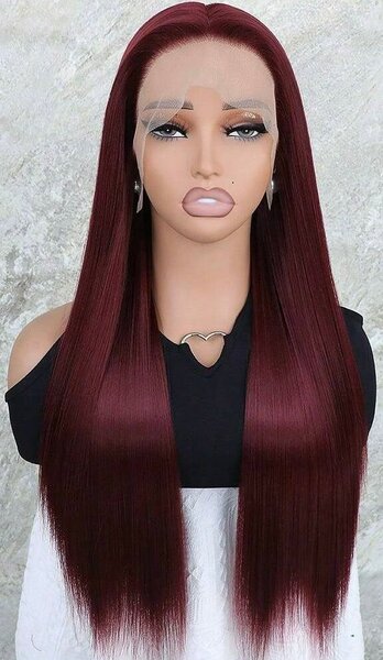 Perruque lisse longue bordeaux