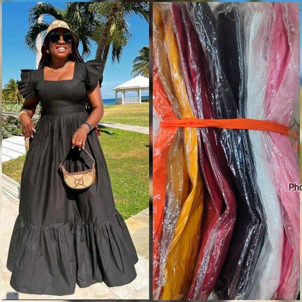 Robe longue noire à volants