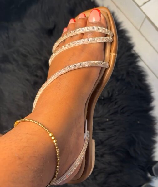 Sandales plates strass femme