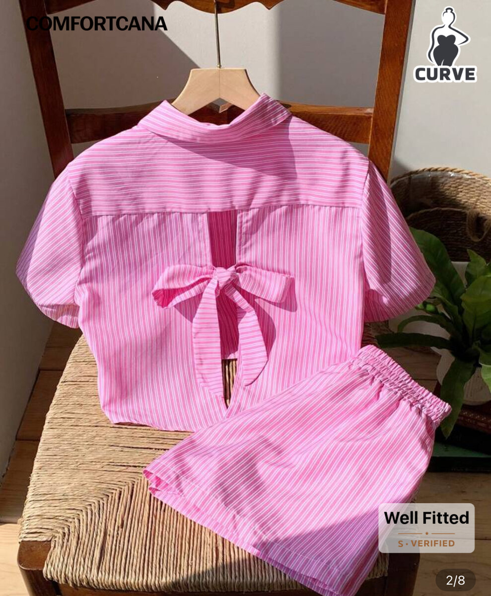 Pyjama court rayé rose