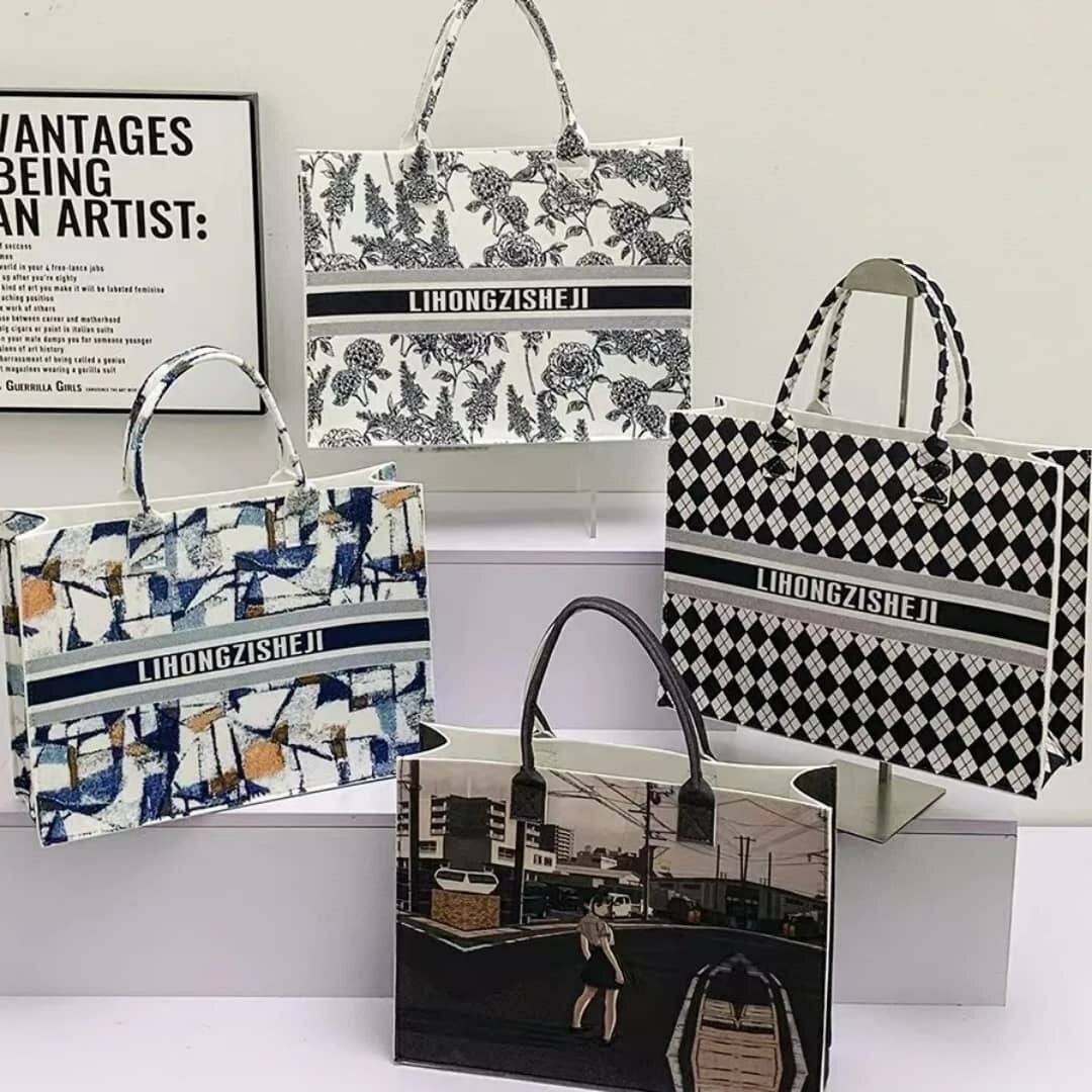 Cabas en toile imprimée mode