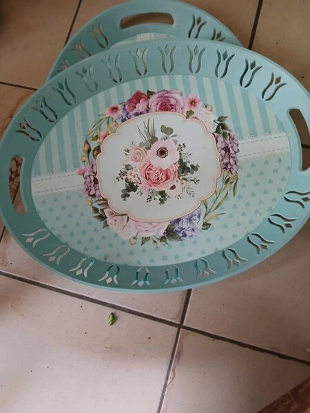 Plateau décoratif floral pastel