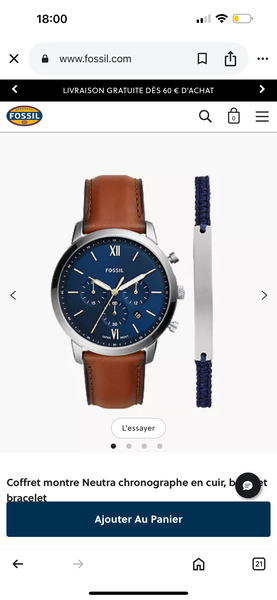 Montre chronographe en cuir Fossil