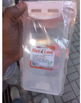 1 Pc Flick N Lock Medium 1200ML And Large 1800ML Jar Airtight Seal & Spillproof Design